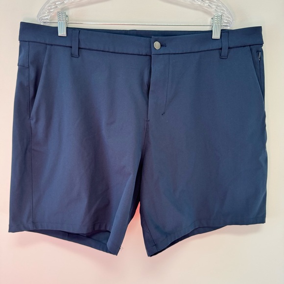 Lululemon Shorts Mens 40 Commission Slim‎ Fit Navy Blue Warpstreme ABC M7AAOS - Picture 1 of 11